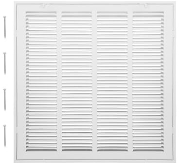 VEVOR Return Air Filter Grille, Fits W20 x H20 Inch Duct Opening, Filter Not Included, Return Air Vent Cover for Wall, Powder-Coated Steel Return Air Grill Detachable Face/Door for 1 inch Filters