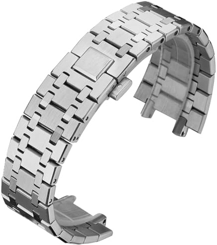 HiCycle2 armband ersättning för Audemars Piguet armband kunglig ek rostfritt stål armband 26 mm (silver)