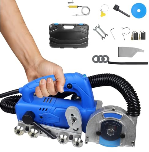 Pulitore per giunti di piastrelle da 1200 W, macchina elettrica per la pulizia delle cuciture con profondità di taglio regolabile, strumento per fessure per piastrelle con copertura protettiva e