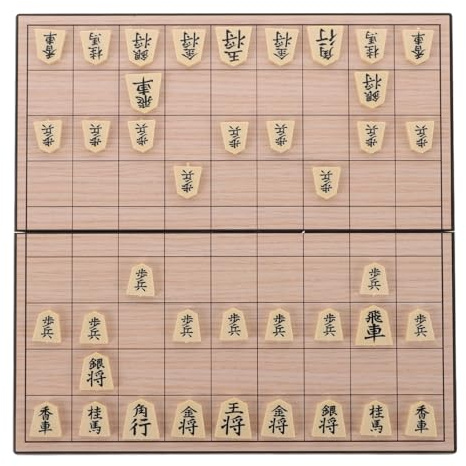FOYTOKI Jeu de Shogi Japonerie Pliable Magnétique Plateau Compact en Bois Jeu de Société de Voyage Traditionnel pour Garçon et Filles et Adultes Divertissement Éducatif Portable