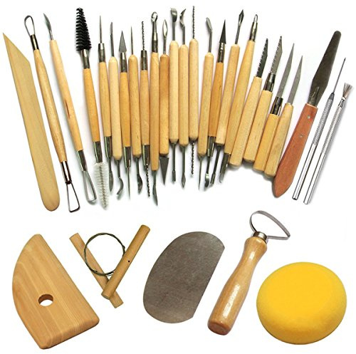 Outil de Poterie Cozyswan Outils de Sculpture Argile Burin pour Potier / Artiste de Céramique Kit 30 Pcs