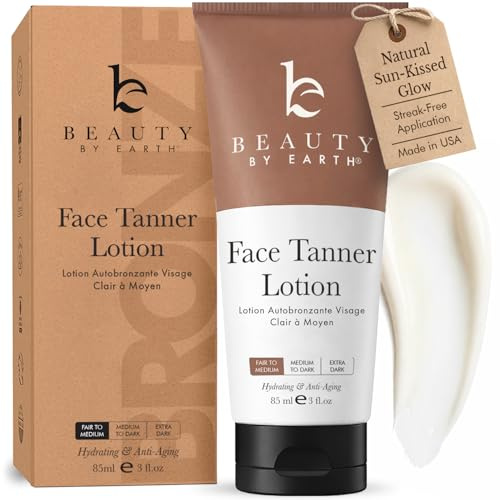 Face Tanner - USA Made with Natural & Organic Ingredients, Gradual Facial Self Tanner Lotion for Natural-Looking Fake Tan & Streak-Free Natural Glow