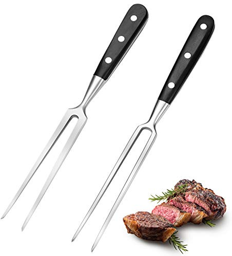 Patelai 2 Pieces Carving Forks 12 Inch Stainless Steel Meat Fork Cooking Fork with Wood Handle Grill Fork Serving Fork for Xmas Kitchen Roast BBQ Fork Carving Set