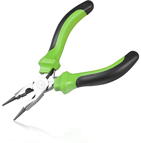 LEONTOOL Alicates de punta redonda de 5 pulgadas Cortador de alambre Mini Alicates de precisión 3 en 1 Alicates de alambre con resorte Joyería Herramienta de rebordear Envoltura