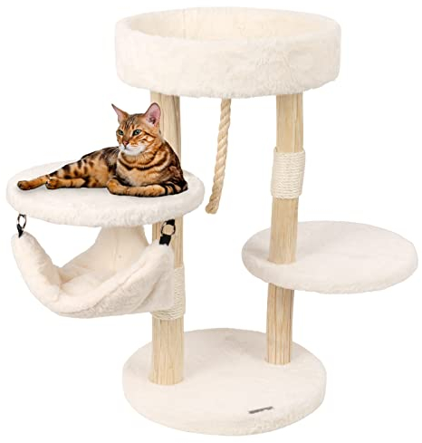 VOSS.PET Kratzbaum Berry 73cm – Premium Katzenbaum mit Naturholz vom Tanoak Baum, Katzenkratzbaum, Kletterbaum mit Echtholzstämmen