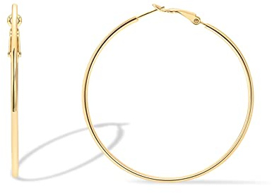 PAVOI 14K Gold Plated 925 Sterling Silver Post Hoops | Large Hoops Earring | Lightwight Gold Hoop Earrings for Women (Yellow Gold,60mm)
