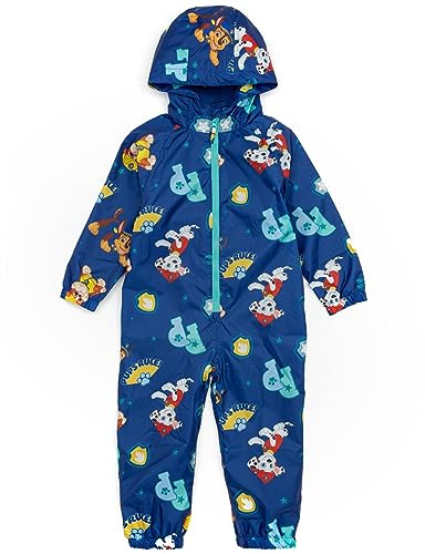 Paw Patrol Boys Puddle Suit | Kids All In One Rain Coat | Navy Marshall Chase Long Sleeve with Cuffs Play Walking Jacket