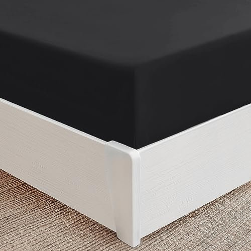 Mellanni Spannbettlaken 160x200cm Boxspringbett - Bis 40cm Matratzenhöhe - Weich, Knitterfrei, Rundum Elastisch - (160x200 cm, Schwarz)