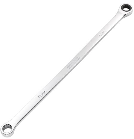 Draper 27767 HI-TORQ - Llave de carraca métrica extra larga de doble anillo, 12 mm