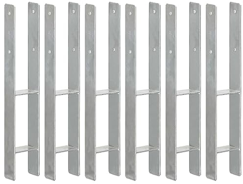 ZEYUAN Pfostenträger 6 STK. Silbern 9×6×60 cm Verzinkter Stahl, Pfostenanker, Pfostenschuh, Post Anchor - SPU:145300