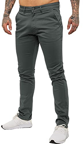 Pantalon Chino Jeans Stretch Coupe Ajustée Coton Homme avec Poches