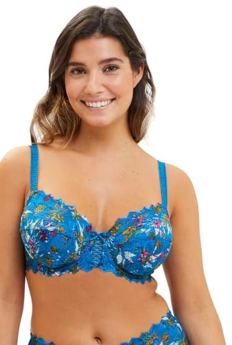 Sans Complexe - Modèle Arum Mosaic - Soutien-Gorge - Femme - 95C - Imprimé Floral Bleu Mykonos
