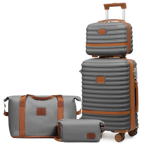 Joyway Juego Maleta de Viaje, ABS Maletas Set de Cabina, Maletas Trolleys Extensible, Rodillo de 360° y Cerradura TSA Incluidas 20 Pulgadas Maletas de Cabina 1 Bolsa de Viaje 1 Neceser y 1 Bandolera