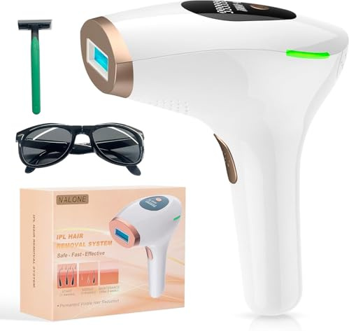 IPL Hair Removal Devices, NALONE Laser Hair Removal Device 999.999 Flashes for Women/Men, Up to 1200NM Wavelength, Two Mode, High Energy Levels Painless Laser Hair Removal for Whole Body (White)