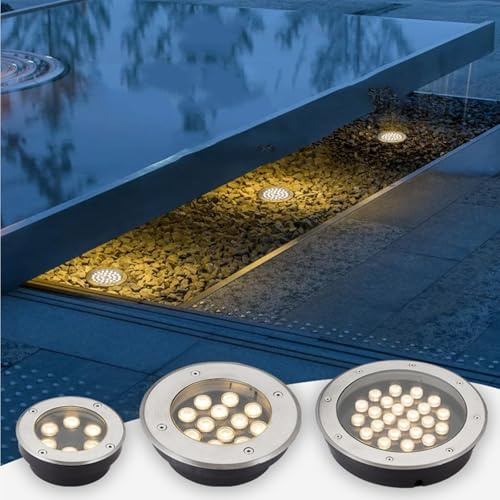 Foco Empotrable Ultradelgado - Focos Led Empotrables Exterior, Lámpara De Pie LED Ultrafina De 220V, Foco Led Empotrable Suelo， Luz De Césped Jardín Impermeable Para Exteriores IP67(Warm,9W(130mm*50mm