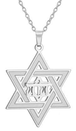 EUEAVAN Tetragrammaton Collier étoile de David Yhvh Yhwh Yahweh Collier hébreu Collier étoile juive Collier Bible Noms de Dieu Pendentif Israël Bijoux Juifs Hanoukka Prières bénies Cadeau pour femme