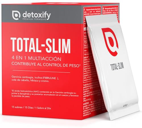Detoxify Total-Slim | Quemagrasas Potente para Adelgazar | Potente Saciante en Sobres | Garcinia Cambogia Cromo Cola de Caballo Hibisco | Adelgazar Rápido y Efectivo Mujer | 15 Días