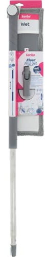 Sorbo Bodenwischset – RVS Teleskopstiel 160 cm – Mit Mikrofaser Wischmopp, Aufsatz & Wandhalterung – Multi-Click kompatibel – Für streifenfreie Bodenreinigung – Leicht & ausziehbar