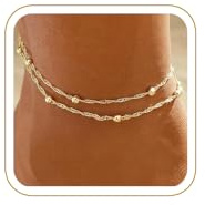 Tressora Anklets for Women Ladies Ankle Bracelets - 14K Gold Plated Waterproof Delicate Anklet Armband, Hypoallergenic Trendy Lightweight Jewelry Gifts