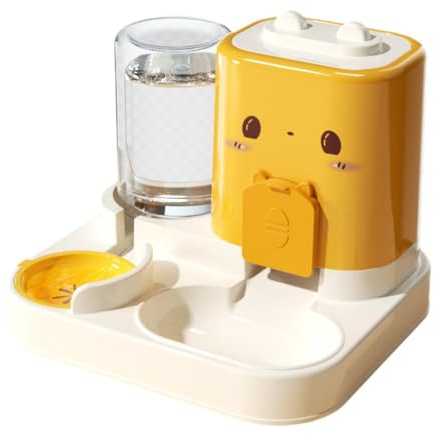 predolo Distributore di Cibo Automatico per Animali, Ciotola per Gatti e Cani, Stazione di Alimentazione, Giallo