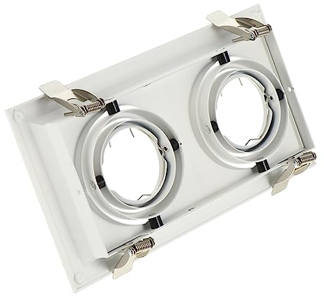 jojofuny Anillo Doble para Foco LED de Techo Carcasa Ajustable para Montaje Resistente para Iluminación de Interiores y Oficinas Acabado Blanco Aluminio y Plástico