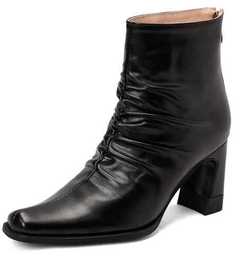 LarDorLin Pointu Bloc Bottes Femme Slouch Chelsea Hiver Bureau Formal Lacets Military Elegant Bottines Mariage Noir Taille 38 EU (39 Cn)