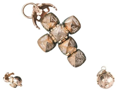 Generico Mini pendente massonico a sfera trasformabile, collana vintage pieghevole con palla per uomo e donna, design trasformabile - Da sfera a croce (1PCS)