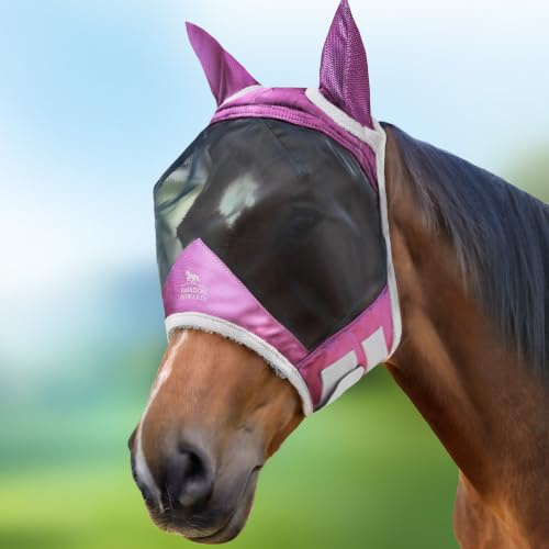 Harrison Howard CareMaster Pro Luminous Maschera anti-mosche per cavallo UV protezione con para orecchie Viola (L; Full Size)