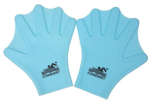 Silicone Webbed Swimming Gloves, Aqua Fit Swim Training Gloves Web Gloves Swimming, Closed Full Finger Webbed Water Gloves Unisex Adult,1 Pair
