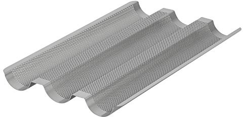 Anolon Advanced Nonstick Perforated Baguette Pan / Tray for Baking Bread - 3-Loaf, Graphite Gray