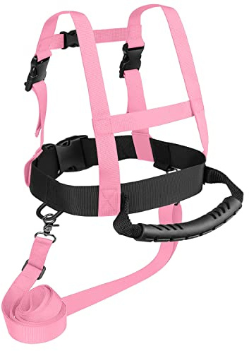 Odoland Kids Ski Snowboard Training Harness Toddler Skiing Harness with Removable Leash Speed Control Teaching for Beginners, Pink