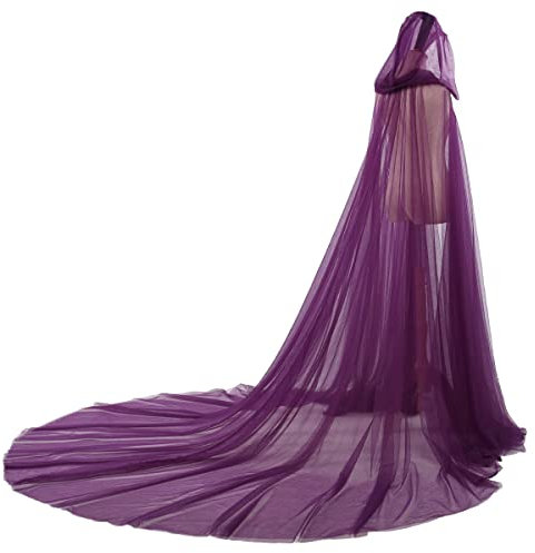 GRACEART Cape de mariée à capuche longue en tulle pour elfe de mariage, violet, Taille unique