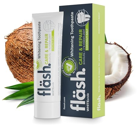 fläsh Zahnaufhellung | Zahnpasta für weiße Zähne | bleaching Zähne | Bleaching Zahnpasta | teeth whitening toothpaste | Whitening Zahnpasta | Zähne aufhellen | Made in Germany | Cocos-Salz