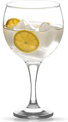 Tradineur - Set de 6 copas modelo “Misket” de cristal para cócteles, combinados, vino, resistentes, aptas para lavavajillas (645 ml, 20 x 10 cm)