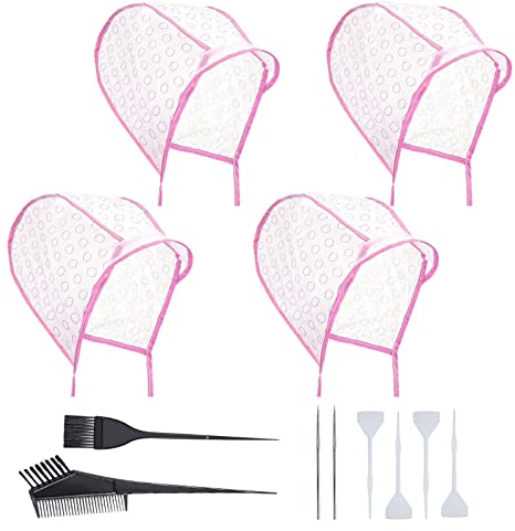 NITAIUN 12 Pezzi Cuffia Per Capelli Strumento Per Lo Styling Dei Capelli con Spazzola Coloring Hair Hook Uncinetto Frosting Cap Rosa Cappello Tintura Cappuccio per Capelli