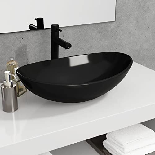 WIFESE Lavandino in Vetro Temperato 54,5x35x15,5 cm Lavabo Bagno Lavandino Del Bagno In Vetro Lavabo In Vetro Lavello Da Appoggio In Vetro Lavabo Da Appoggio Lavandino Bagno Nero