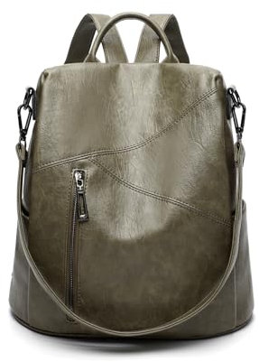 DIAOZI Handtasche Rucksack Damen 2 in 1 PU Lederrucksack Damen Anti Diebstahl Rucksack Damen Elegant Cityrucksack Damen Wasserdicht Rucksackhandtaschen für Freizeit Schule Arbeit - Grün