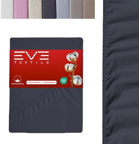 EVE Textile® Spannbettlaken 1er Set 160x200 cm Anthrazitgrau; Spannbetttuch Bettlaken Spannlaken; Jersey Laken Betttuch für Boxspringbett & Matratze; Waschbar bis 60 Grad; Weich & Allergikerfreundlich