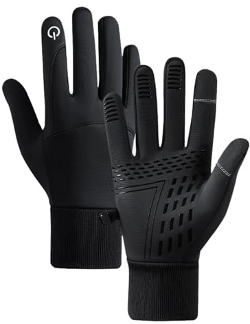 Yuqilin Gants Tactiles Universels Moto Hiver - Antidérapants, Thermiques, Imperméables - Pour Vélo, Équitation, Sports - Homme (Noir/L)