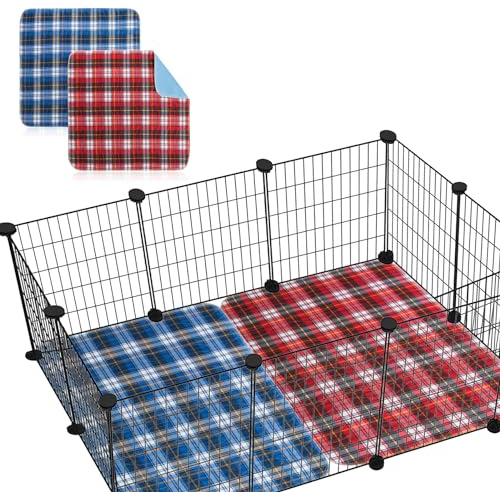 Guinea Pig Cage Liners Guinea Pig Bedding Washable &Air Dried Pee Pads for Guinea Pig Fast Absorbent Waterproof Reduce Shrinkage Non-Slip 2 Pack 18x 24