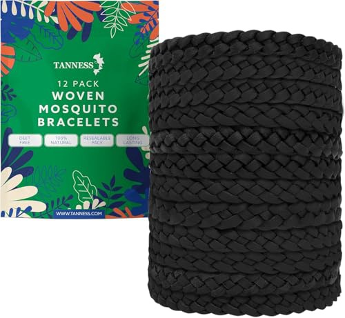 Tanness 12 Pack Mosquito Repellent Bracelet - Long-Lasting Insect & Mosquito Bands, DEET-Free Insect Repellent Bracelet for Kids & Adults, Travel & Holiday Essentials for Outdoor Protection