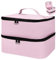 ADERTOS Organizador Esmalte de Uñas y Lámpara, Doble Capa para 30 Botellas, Bolsa de Maquillaje de Viaje para Pintauñas - Rosa