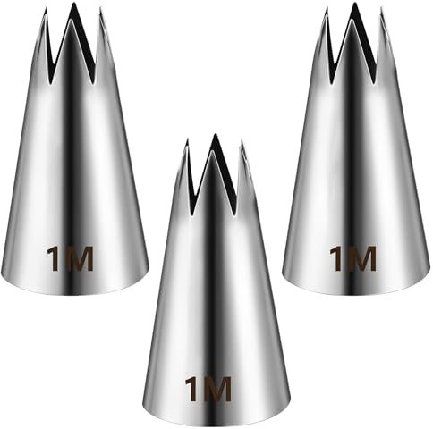Set di 3 beccucci a forma di stella, per sac à poche, beccucci, beccucci, beccucci, beccucci, grandi fiori, beccucci, decorazioni per torte, strumenti in acciaio inox, beccuccio per sac pasticcere,