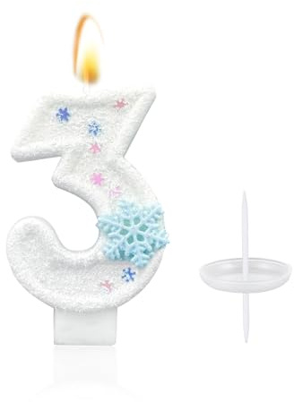Candeline Compleanno, Candelina 3 Anno, Candela Cifre, Tema neve e ghiaccio