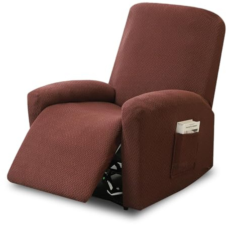 CAAGGMM 4-Teilig All-Inclusive Sesselbezug, Stretchhusse für Relaxsessel Komplett mit Taschen, Waschbar Recliner Sofabezug, Split Set Sofabezüge mit Elastischem, für Fernsehsessel Liege Sessel