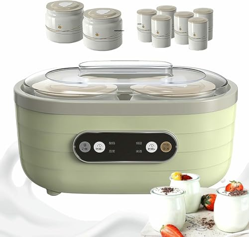 LASDERTV Yogurtiera Automatica, Riscaldamento A Temperatura Costante, Yogurtiera Multifunzionale da 1750 Ml con 2 Tazze in Ceramica Grandi E 6 Piccole, per Yogurt, Formaggio