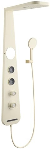 Billg Columna de Hidromasaje Ducha Acero Inoxidable, Panel de Ducha Moderna 5 Funciones Salida de Aguacon, Ducha de Techo de 2 Modo, Ducha de Mano, 2 Boquillas de Masaje, Boquilla de Rociado Trasero