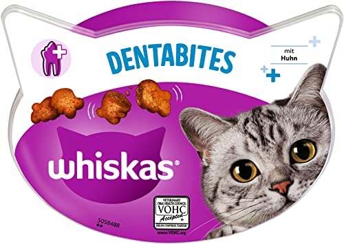 Whiskas Dentabites Zahnpflegesnacks für Katzen mit Huhn, 8x40g (8 Packungen) - unterschiedliche Produktverpackungen erhältlich