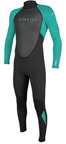 O'Neill Wetsuits Mädchen Reactor II 3/2mm Back Zip Full Wetsuit Neoprenanzug, Black/Light Aqua, 8
