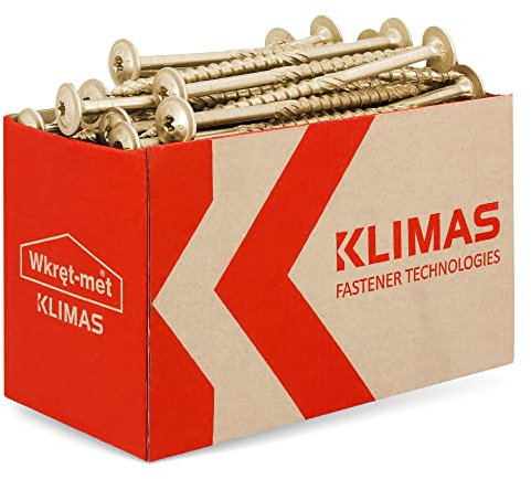 KLIMAS Tornillos Torx para madera, 8,0 x 140 mm, 25 unidades, tornillos de arandelas, tornillos para terraza, tornillos universales, construcción de techo, juego TX amarillo